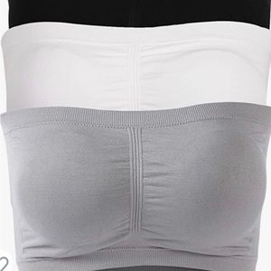 One 3 Pack Women Padded Bandeau Bras Colors: Gray, White, Black Size: XXL